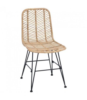 vidaXL Dining Chair 2 pcs Rattan and Iron Natural 44.5 x 54.5 x 85 cm