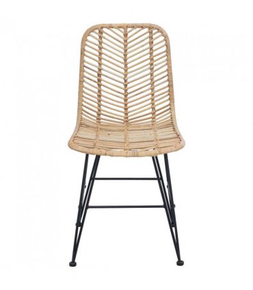 vidaXL Dining Chair 2 pcs Rattan and Iron Natural 44.5 x 54.5 x 85 cm