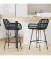 vidaXL Bar Chair 2 pcs 55 x 52 x 92 cm Rattan and Iron — Colour: Black