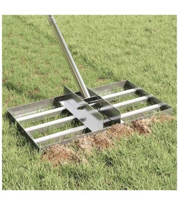 vidaXL Garden Leveling Rake Silver 45 x 25 x 200 cm Stainless Steel