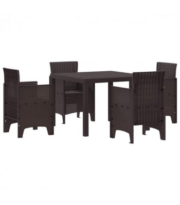 vidaXL Garden Dining Set 5 pcs Brown Polypropylene