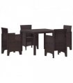 vidaXL Garden Dining Set 5 pcs Brown Polypropylene