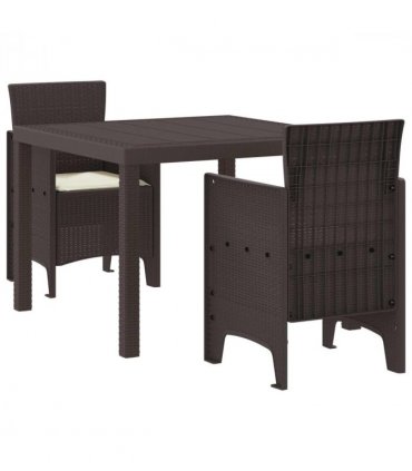 vidaXL Garden Dining Set 3 pcs Brown Polypropylene