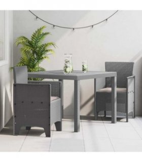 vidaXL Garden Dining Set 3 pcs Light Grey Polypropylene