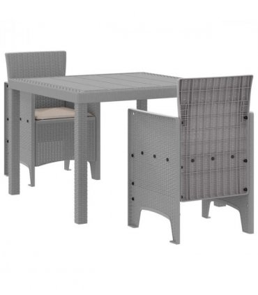 vidaXL Garden Dining Set 3 pcs Light Grey Polypropylene