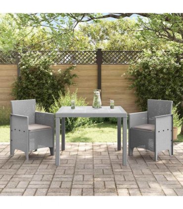 vidaXL Garden Dining Set 3 pcs Light Grey Polypropylene