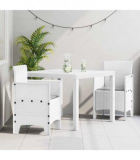 vidaXL Garden Dining Set 3 pcs White Polypropylene