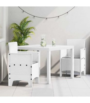 vidaXL Garden Dining Set 3 pcs White Polypropylene