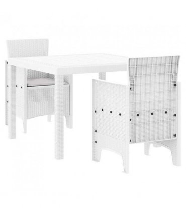 vidaXL Garden Dining Set 3 pcs White Polypropylene