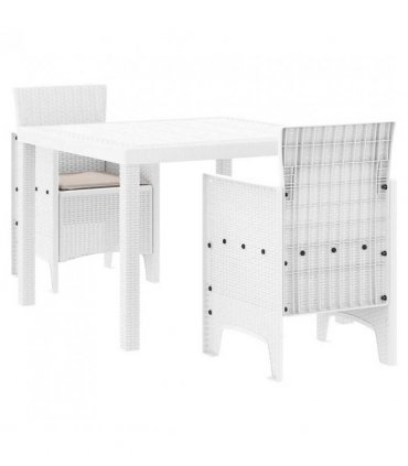 vidaXL Garden Dining Set 3 pcs White Polypropylene — V0672000358