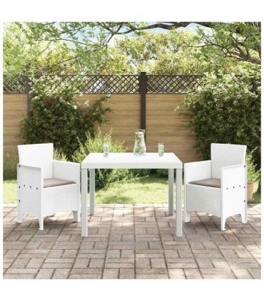 vidaXL Garden Dining Set 3 pcs White Polypropylene — V0672000358