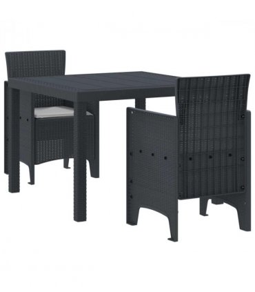 vidaXL Garden Dining Set 3 pcs Anthracite Polypropylene