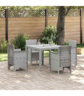 vidaXL Garden Dining Set 5 pcs Light Grey Polypropylene