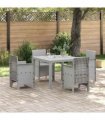 vidaXL Garden Dining Set 5 pcs Light Grey Polypropylene