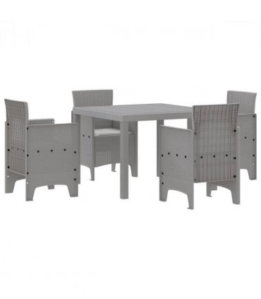 vidaXL Garden Dining Set 5 pcs Light Grey Polypropylene