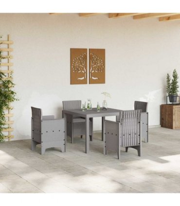 vidaXL Garden Dining Set 5 pcs Light Grey Polypropylene