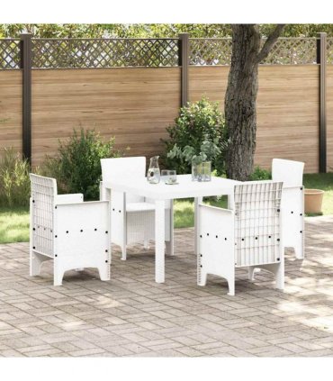 vidaXL Garden Dining Set 5 pcs White Polypropylene