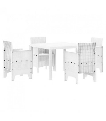 vidaXL Garden Dining Set 5 pcs White Polypropylene