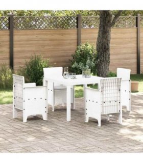 vidaXL Garden Dining Set 5 pcs White Polypropylene — V0672000366