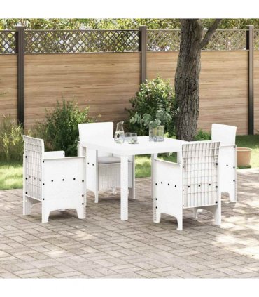 vidaXL Garden Dining Set 5 pcs White Polypropylene — V0672000366