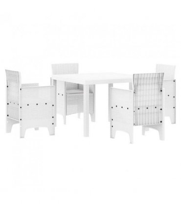 vidaXL Garden Dining Set 5 pcs White Polypropylene — V0672000366
