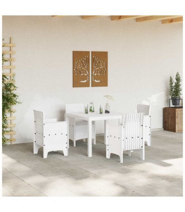 vidaXL Garden Dining Set 5 pcs White Polypropylene — V0672000366