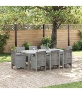 vidaXL Garden Dining Set 9 pcs Light Grey Polypropylene
