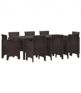 vidaXL Garden Dining Set 9 pcs Brown Polypropylene
