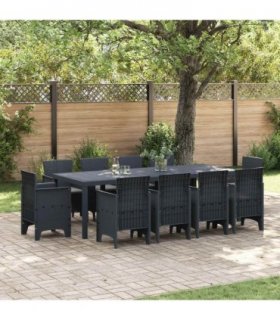 vidaXL Garden Dining Set 11 pcs Anthracite Polypropylene — V0672000431