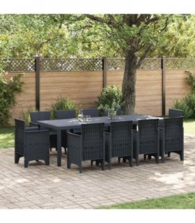vidaXL Garden Dining Set 11 pcs Anthracite Polypropylene — V0672000433