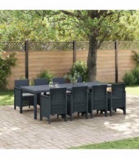 vidaXL Garden Dining Set 9 pcs Anthracite Polypropylene — V0672000434