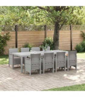 vidaXL Garden Dining Set 9 pcs White Polypropylene — V0672000435