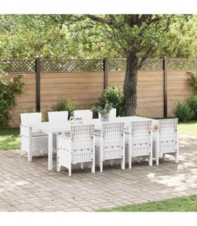 vidaXL Garden Dining Set 9 pcs Light Grey Polypropylene — V0672000436