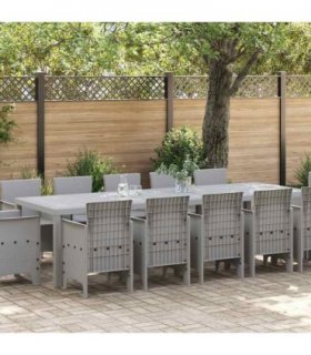 vidaXL Garden Dining Set 13 pcs Light Grey Poly rattan