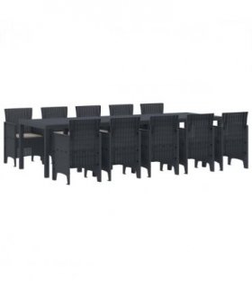vidaXL Garden Dining Set with Cushion 11 pcs Anthracite Poly rattan