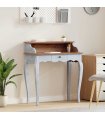 vidaXL Writing Desk with Drawer Brown and White 80 x 40 x 92 cm — Colour: Natural