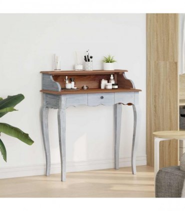 vidaXL Writing Desk with Drawer Brown and White 80 x 40 x 92 cm — Colour: Natural