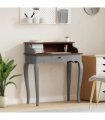 vidaXL Writing Desk Solid Mahogany Wood 80x40x92 cm — Colour: brown and white