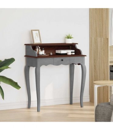 vidaXL Writing Desk Solid Mahogany Wood 80x40x92 cm — Colour: brown and white