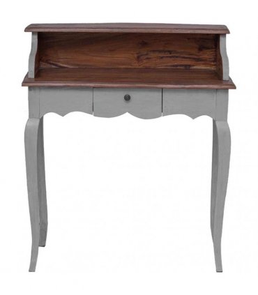 vidaXL Writing Desk Solid Mahogany Wood 80x40x92 cm — Colour: brown and white
