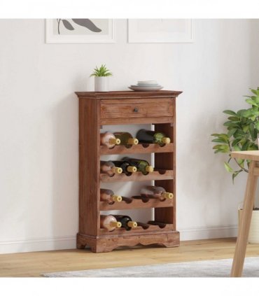 vidaXL Wine Rack 55 x 23 x 85 cm Solid Mahogany Wood — Colour: Natural