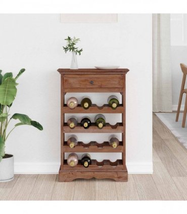 vidaXL Wine Rack 55 x 23 x 85 cm Solid Mahogany Wood — Colour: Natural