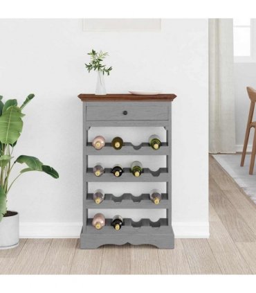 vidaXL Wine Rack Solid Mahogany Wood 55x23x85 cm — Colour: brown and white