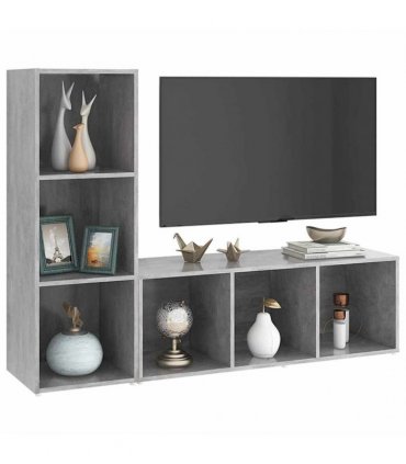 vidaXL TV Cabinets 2 pcs Concrete Grey 107x35x37 cm Engineered Wood — Size: 107 x 35 x 37 cm