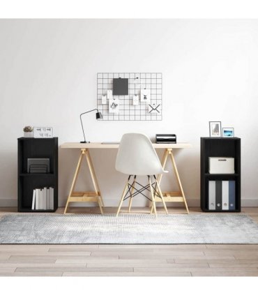vidaXL TV Cabinet Set 2 pcs Black Oak 37 x 35 x 72 cm Engineered Wood — Size: 72 x 35 x 36.5 cm