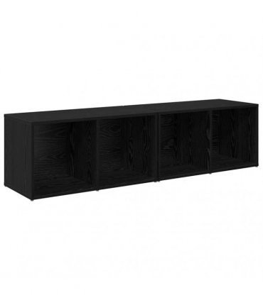 vidaXL TV Cabinet Set 2 pcs Black Oak 37 x 35 x 72 cm Engineered Wood — Size: 72 x 35 x 36.5 cm