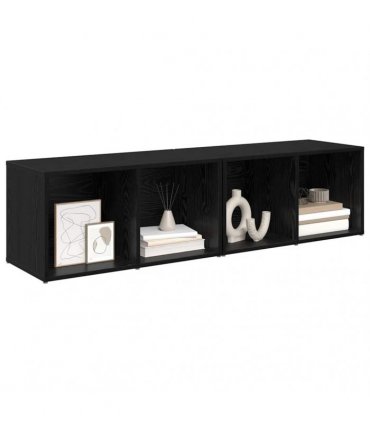 vidaXL TV Cabinet Set 2 pcs Black Oak 37 x 35 x 72 cm Engineered Wood — Size: 72 x 35 x 36.5 cm