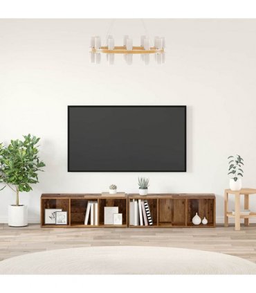 vidaXL TV Cabinet Set 2 pcs Old Wood 37 x 35 x 107cm Engineered Wood — Size: 107 x 35 x 37 cm