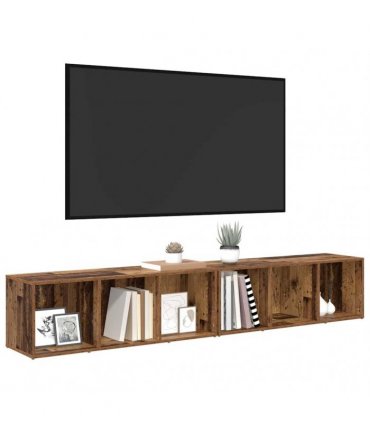 vidaXL TV Cabinet Set 2 pcs Old Wood 37 x 35 x 107cm Engineered Wood — Size: 107 x 35 x 37 cm