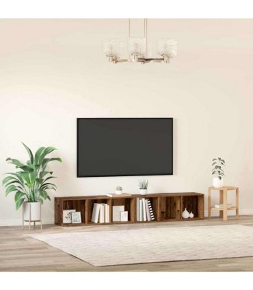 vidaXL TV Cabinet Set 2 pcs Old Wood 37 x 35 x 107cm Engineered Wood — Size: 107 x 35 x 37 cm